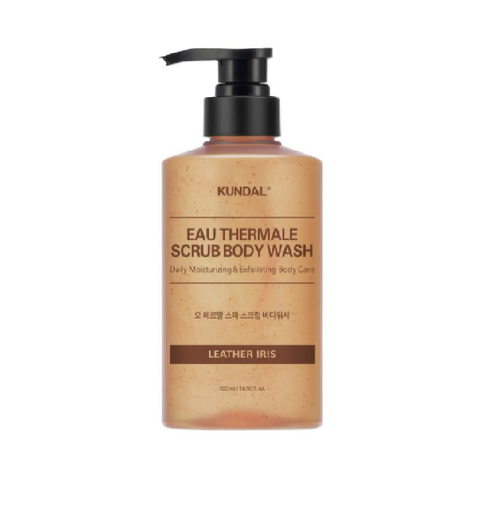 KUNDAL 昆黛爾 SPA溫泉水去角質沐浴露 500ml (皮革鳶尾)
