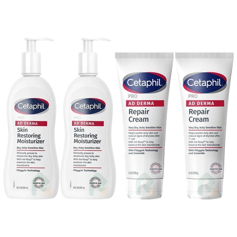 Cetaphil 舒特膚 4入組 AD益膚康修護滋養乳液 295ml*2+AD益膚康修護舒敏乳霜226g*2