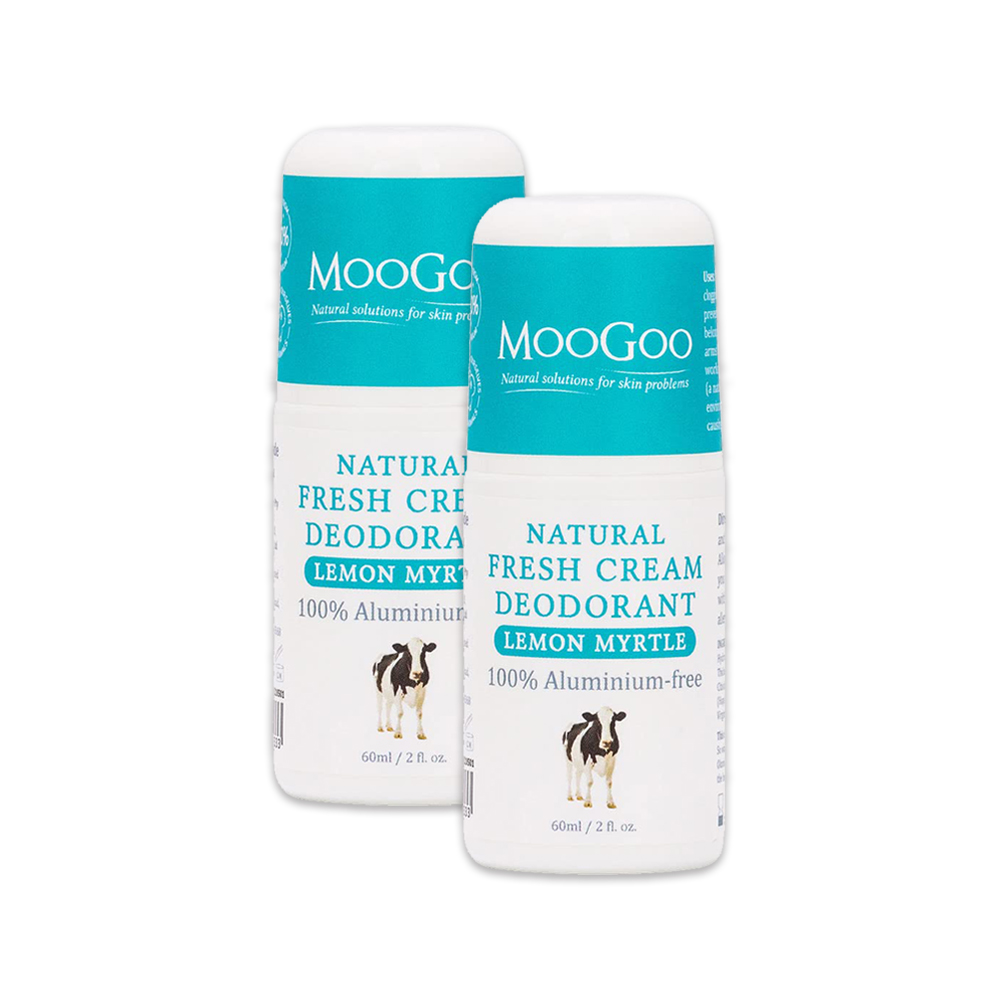 MooGoo 慕爾果 (2罐超值組)澳洲爽身淨味滾珠式草本體香劑60g/罐-檸檬香桃(綠標)(身體清新無鋁除臭體香露)