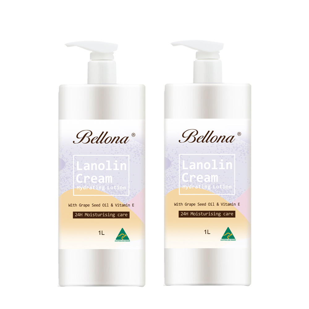 【澳洲 Bellona】綿羊霜滋潤身體乳液含葡萄籽油及維他命E(1L/瓶-2入組)