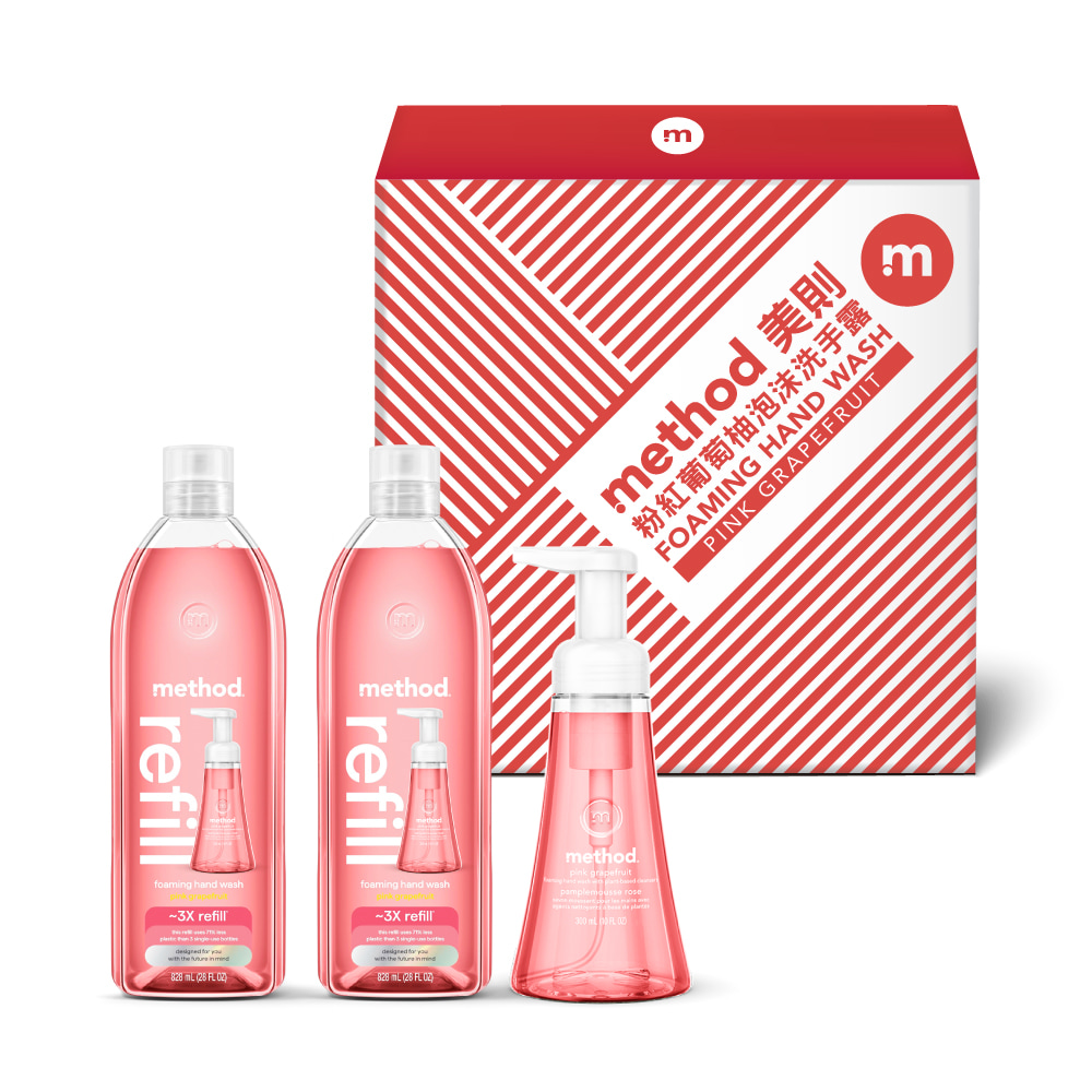 Method 美則 泡沫洗手露禮盒-粉紅葡萄柚(300ml+828mlx2)