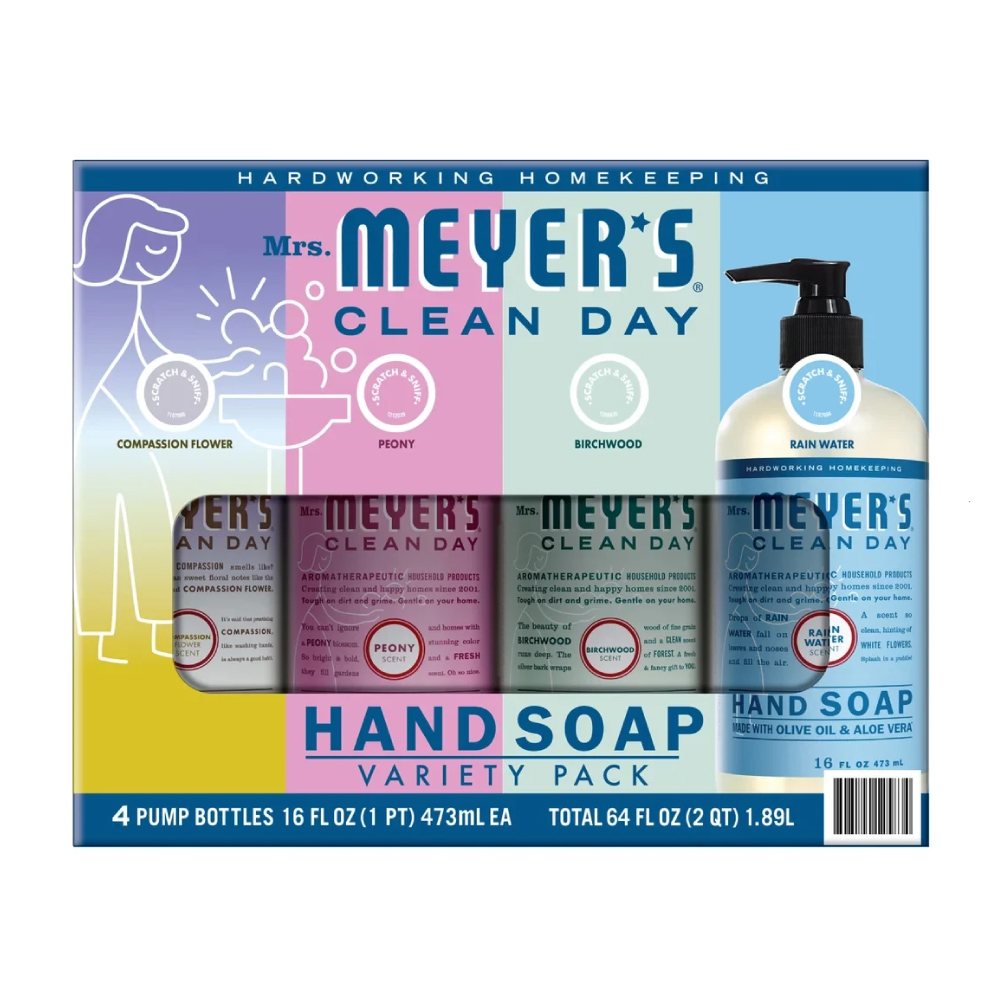 mrs.meyers 梅耶夫人 美國好市多限量洗手乳禮盒(慈心花 牡丹 樺木 雨露)共473 ml x 4入