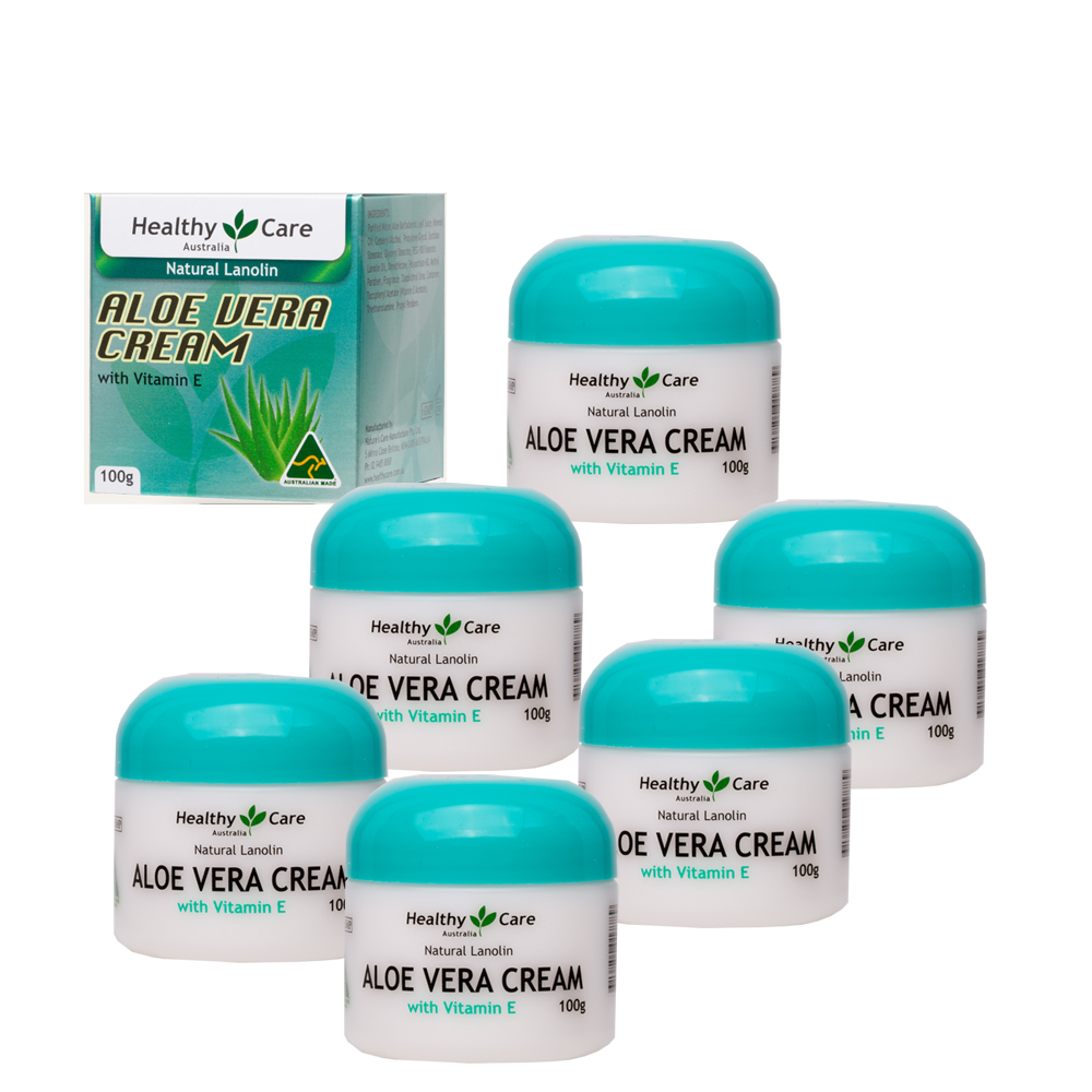healthy care 澳洲 綿羊蘆薈潤澤霜含維他命E(6入組 100g/罐) 即期品-2027年3月到期