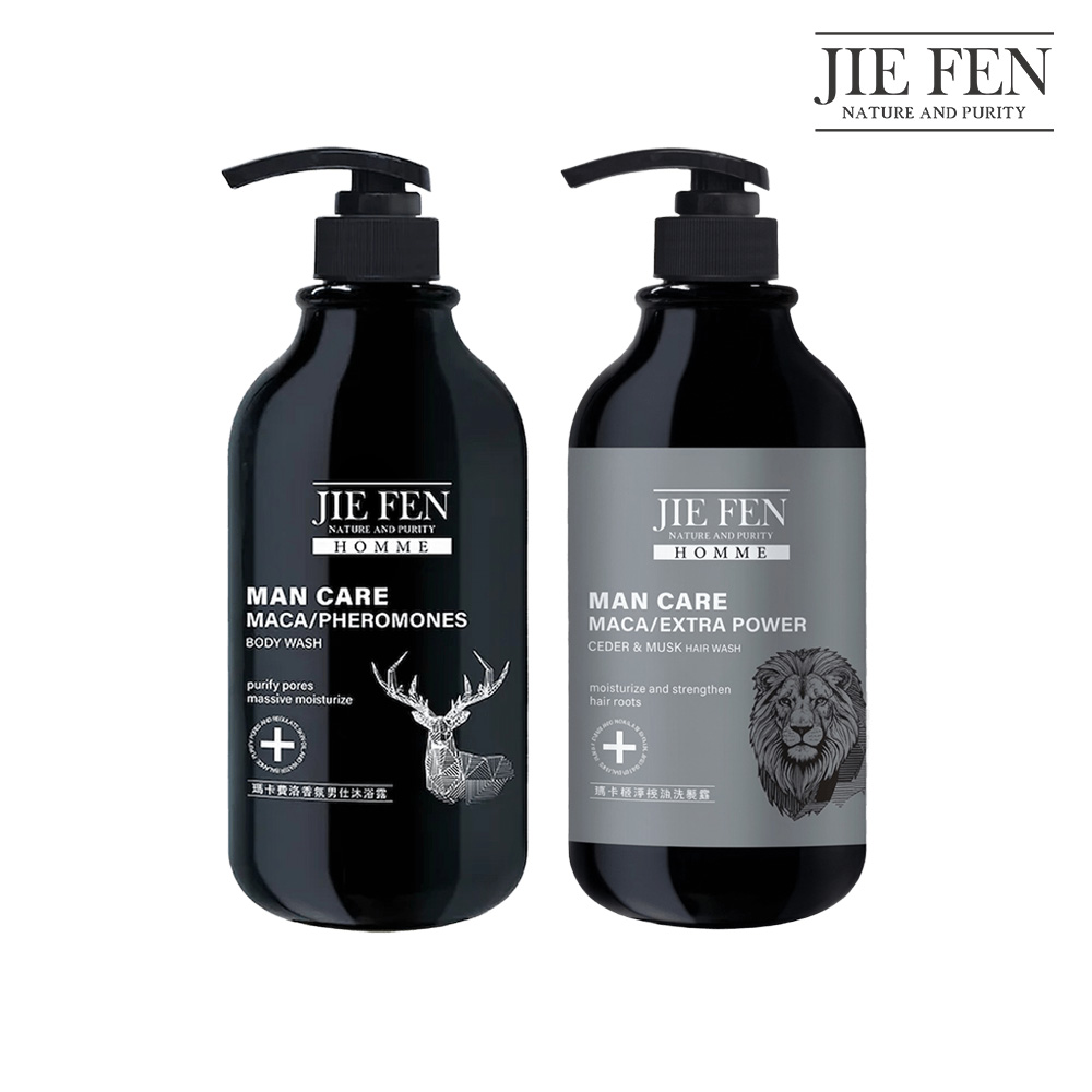 Jie Fen 潔芬 瑪卡費洛男士香氛洗髮沐浴組(洗髮露750ml+沐浴露750ml)