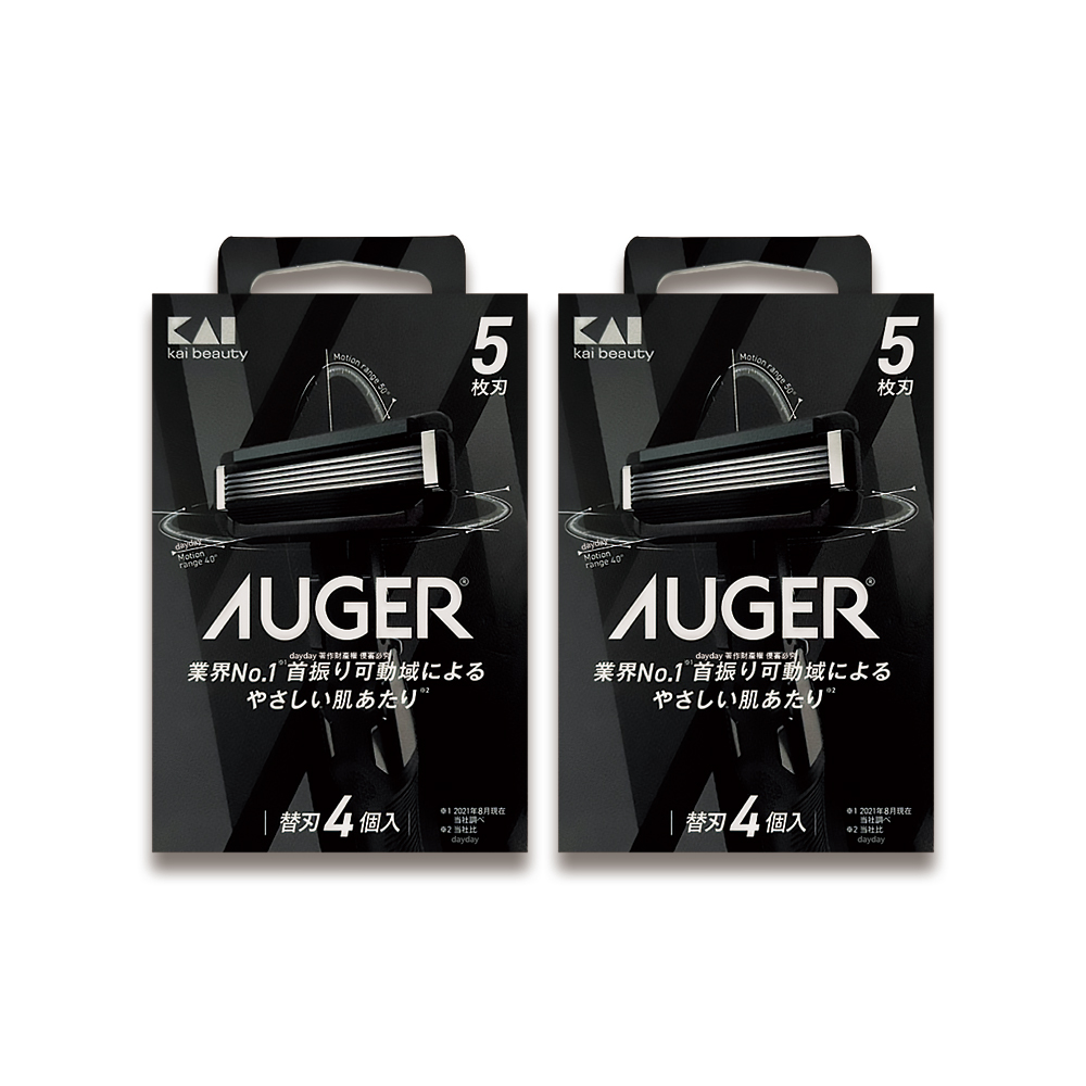 KAI 貝印 (2盒8入超值組)日本AUGER男士修容刮鬍刀替換刀片4入/盒B-4AG(本品不含刮鬍刀柄)