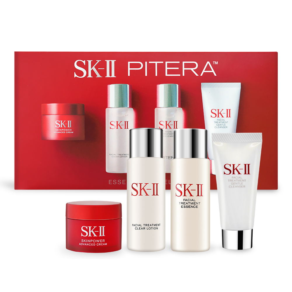 SK-II 暢銷旅行組(洗面乳20g+亮采水30ml+青春露30ml+致臻活膚霜15g)-國際航空版