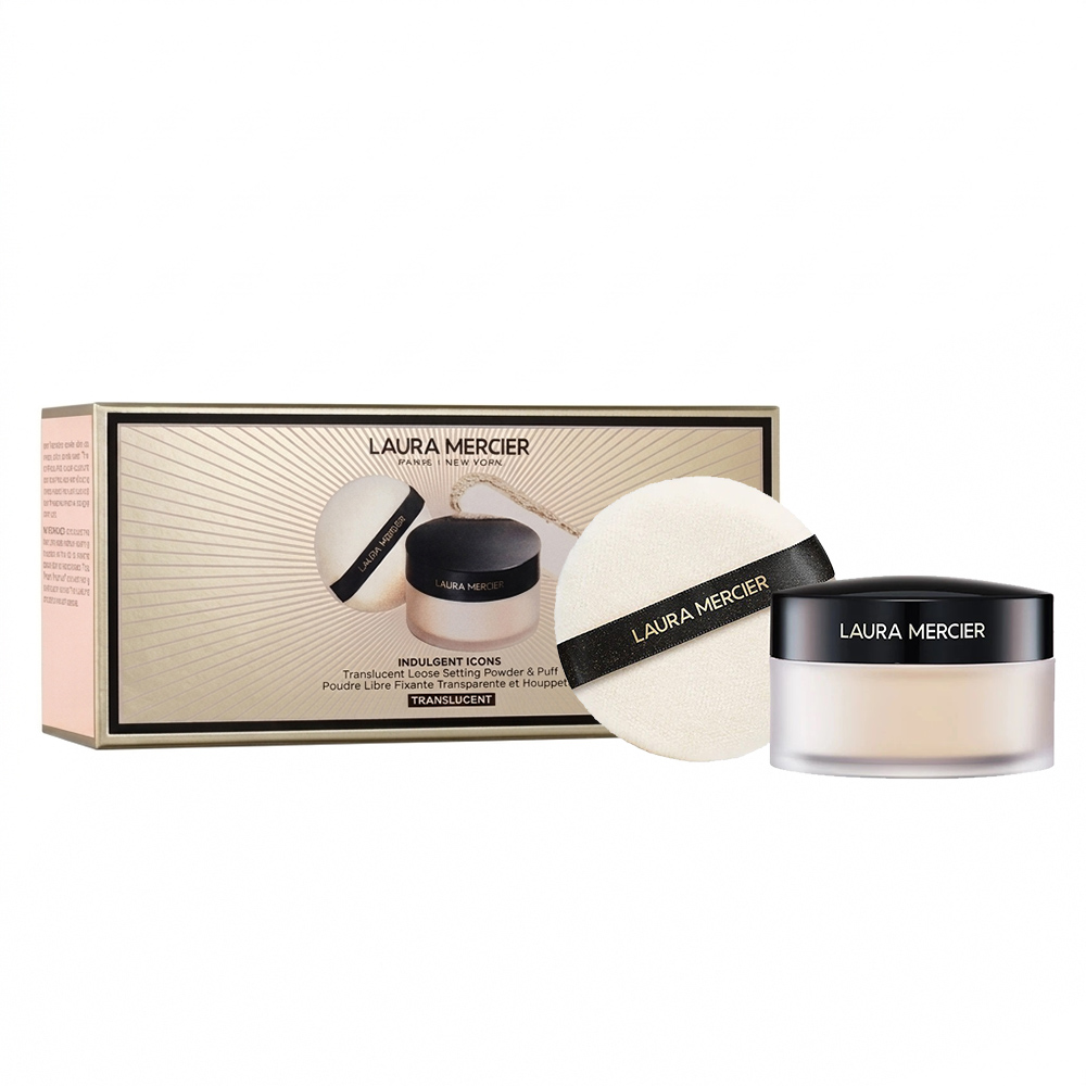 Laura mercier 蘿拉蜜思 HO25 甜漾聖誕 限量煥顏透明蜜粉組-煥顏透明蜜粉 29g+天鵝絨粉撲(中型) 公司貨