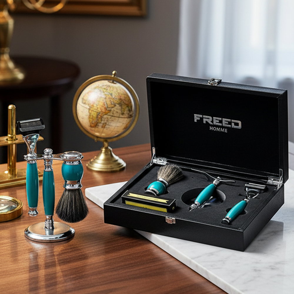 FREED 【兩週年特仕款】五刀式刮鬍刀豪華禮盒四件組 - 湖水綠