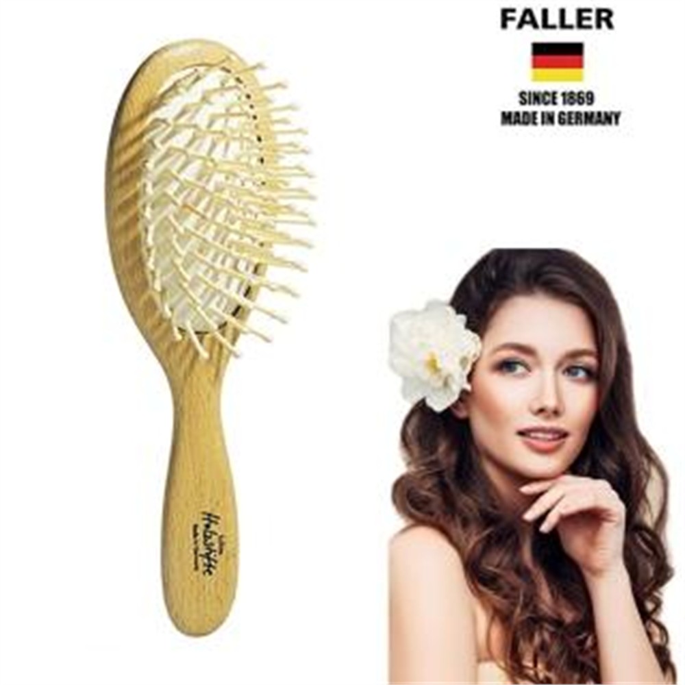 FALLER 芙樂 德國製FSC大尺寸橢圓圓珠櫸木氣墊木齒梳(氣墊梳/梳頭按摩美容/女王節)