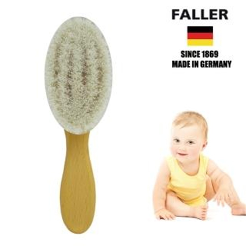 FALLER 芙樂 德國製山羊溫和寶寶嬰兒用髮梳柔軟山羊毛(乾刷/按摩梳頭潔顏/女王節)