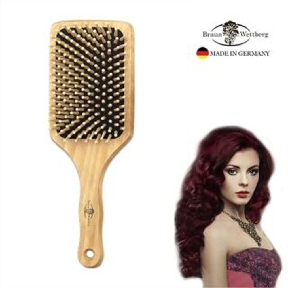 BRAUN WETTBURG 珀薇 【BRAUN WETTBURG 珀薇】德國製 好好握方形圓珠大木齒氣墊好按摩梳(氣墊好按摩梳/梳頭按摩美容/女王節)