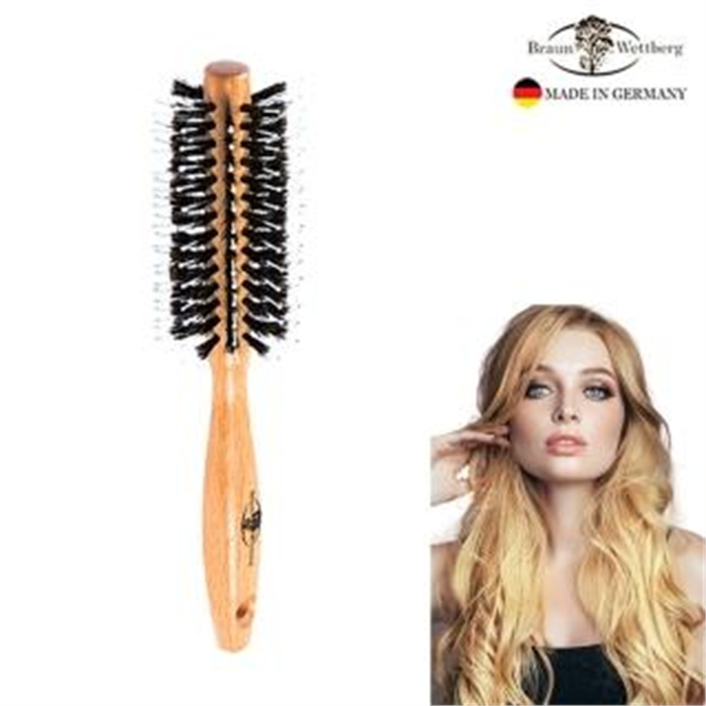 BRAUN WETTBURG 珀薇 【BRAUN WETTBURG 珀薇】德國製54MMFSC原木黑豚鬃珠珠纖維熱塑捲髮梳(捲髮梳/梳頭造型美容/女王節)