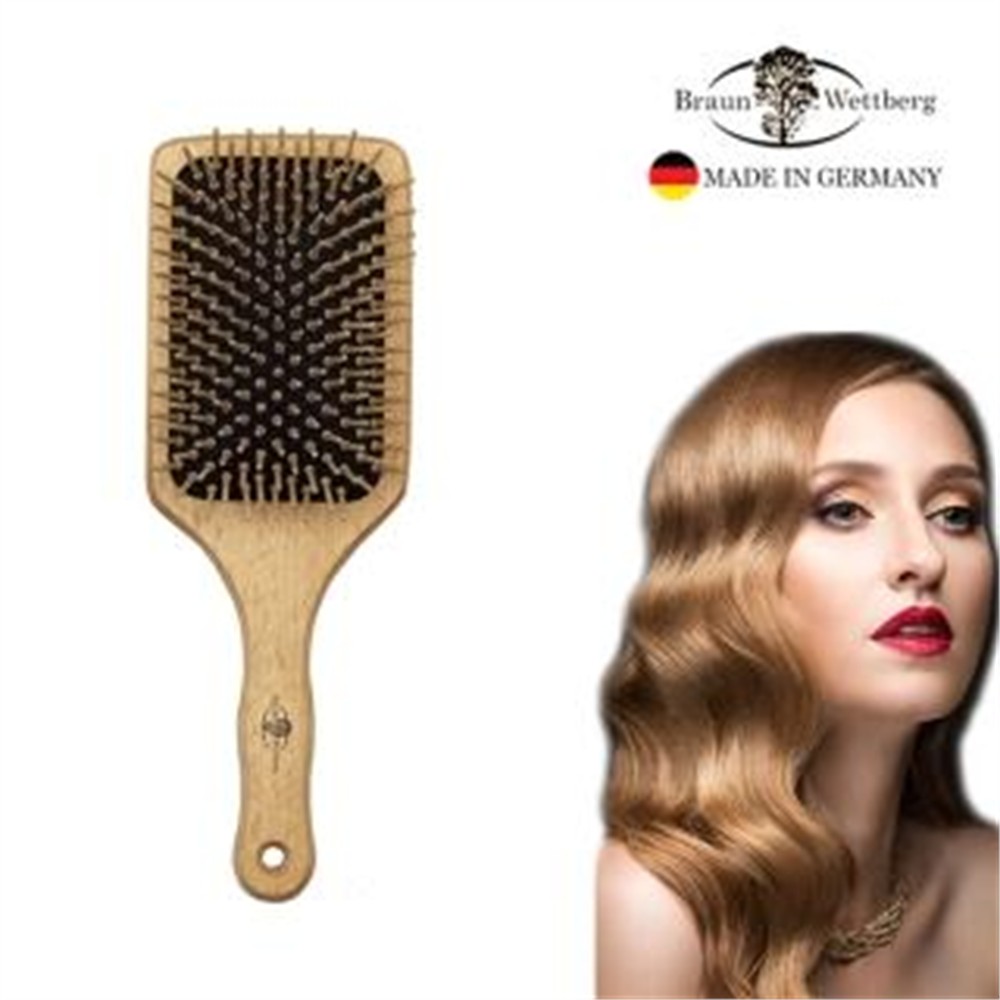 BRAUN WETTBURG 珀薇 【BRAUN WETTBURG 珀薇】德國製FSC好好握方形大木齒氣墊好按摩梳(氣墊按摩梳/梳頭按摩美容/女王節)