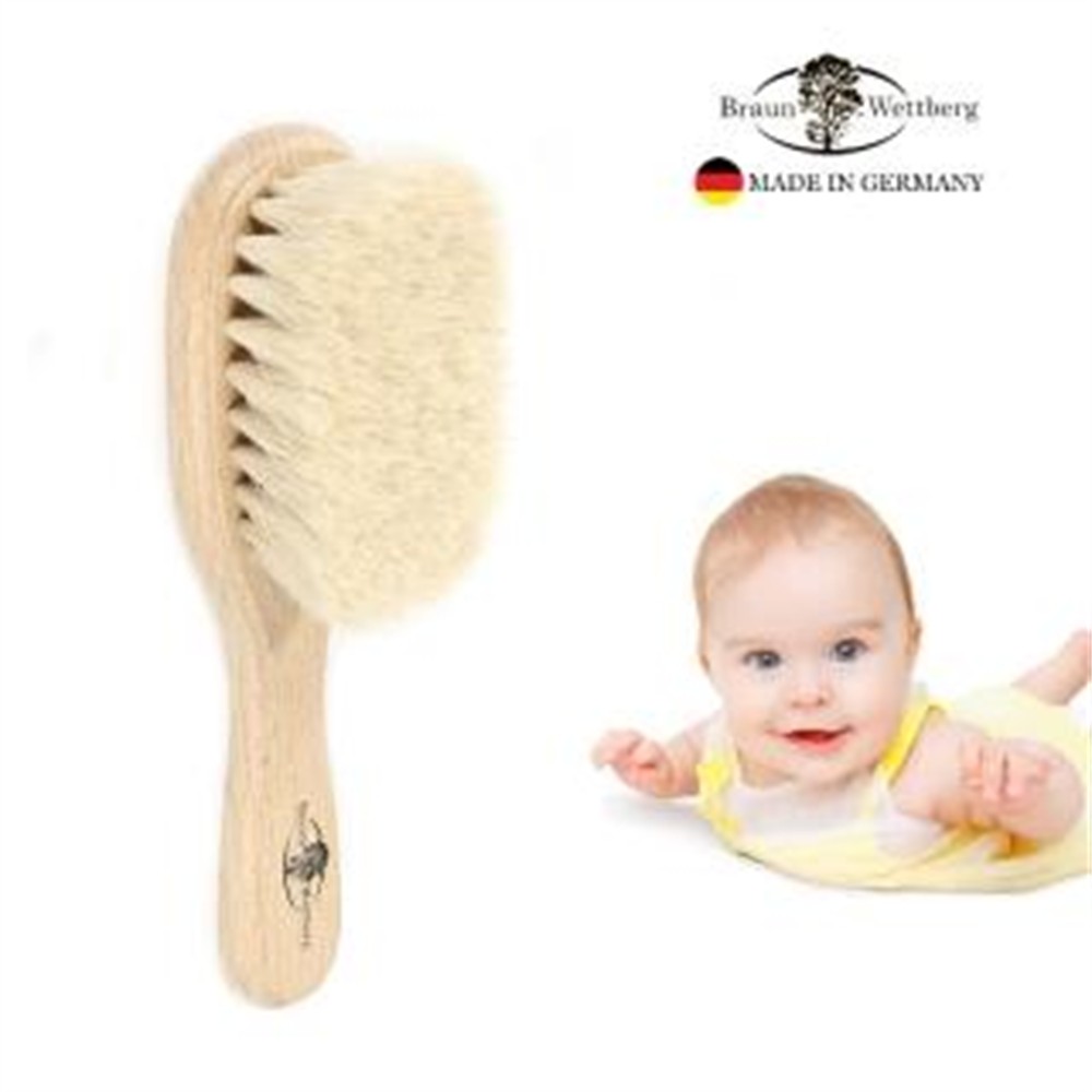 BRAUN WETTBURG 珀薇 【BRAUN WETTBURG 珀薇】德國製特長山羊毛寶寶嬰兒用髮梳(乾刷/嬰兒寶寶按摩梳頭潔顏/女王節)