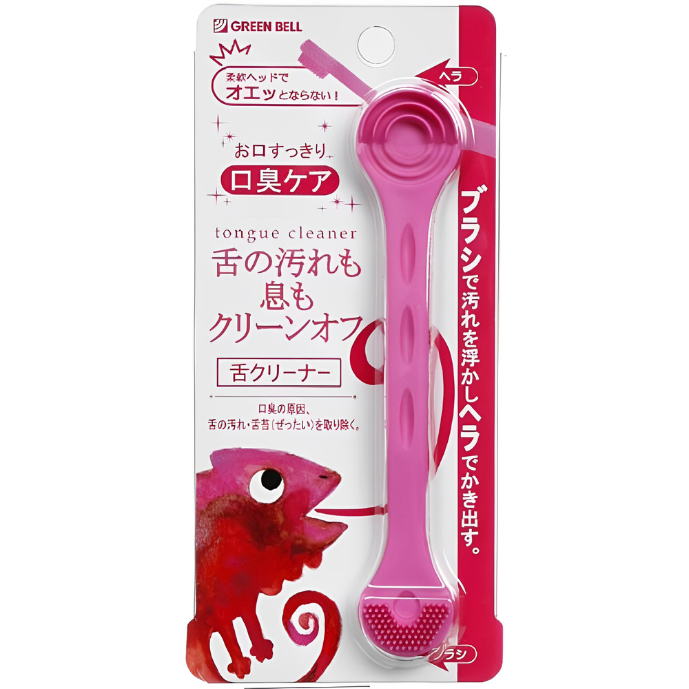 日本GB綠鐘專利設計彩色刮舌苔潔棒(粉紅,L125mm)G-2181