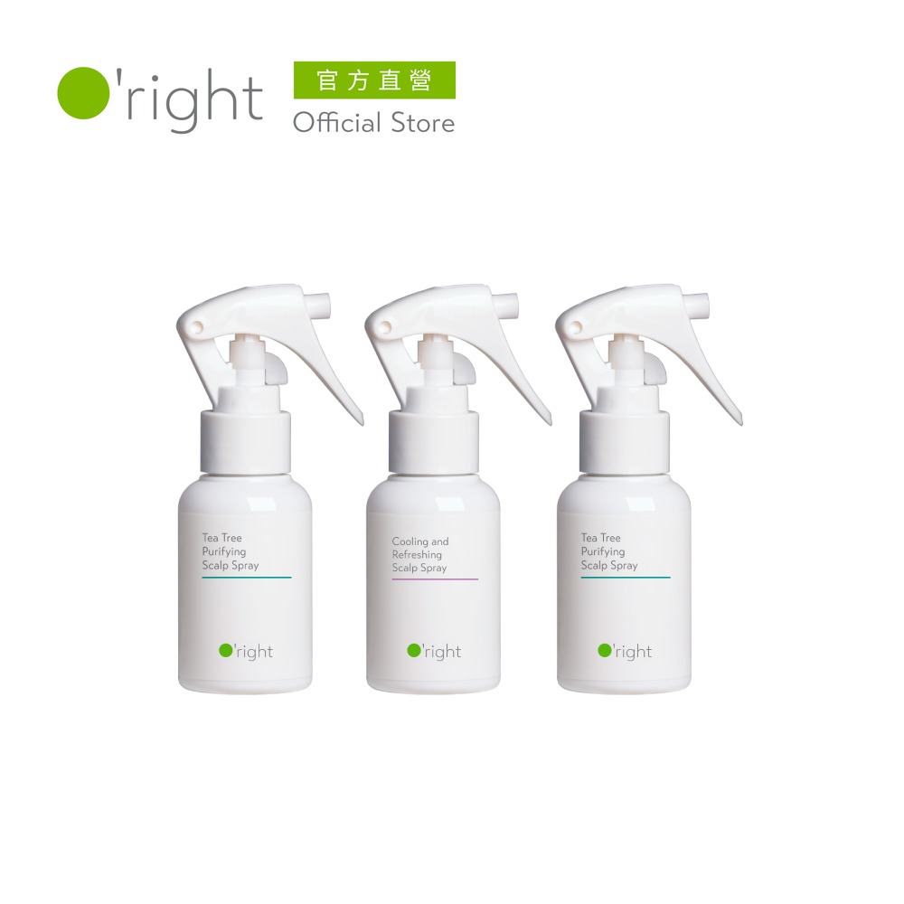 O'right 歐萊德 【精選三入組】Oright 茶樹抗菌頭皮噴霧50ml*2+沁涼清新頭皮噴霧50ml*1