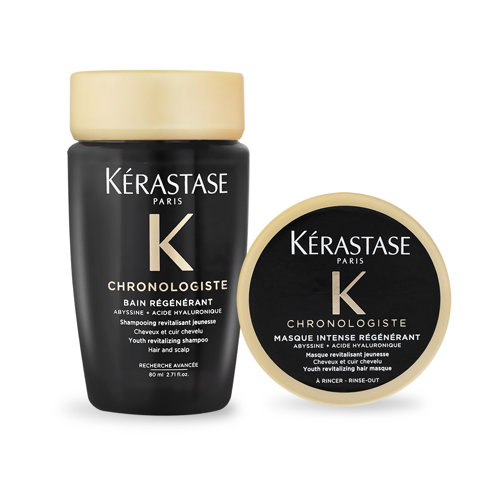 Kerastase 卡詩 黑鑽極萃逆時超級旅行組[髮浴(80ml)+髮膜(75ml)]-國際航空版