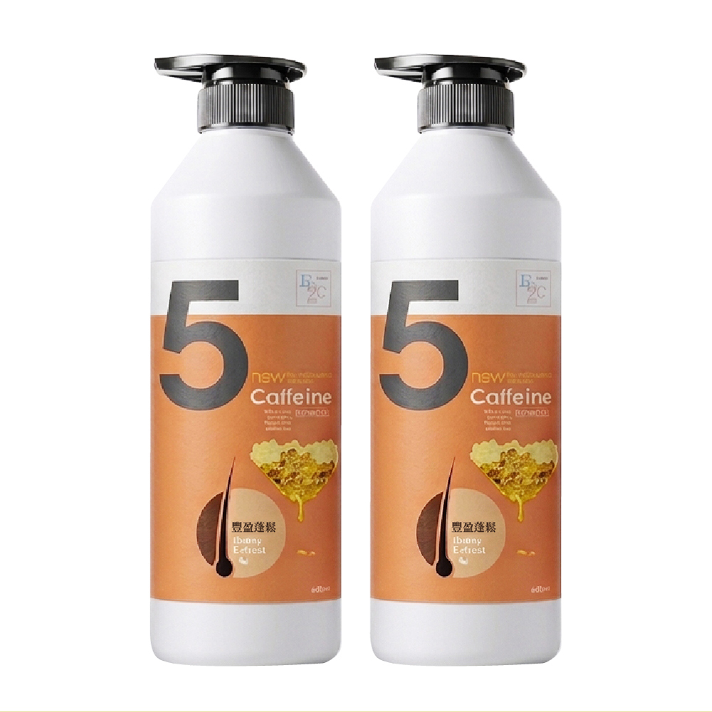 E2C 【美肌殿堂】啡洗不可-蜂蜜蠶絲蛋白5號豐盈蓬鬆洗髮精(600ml) 2入