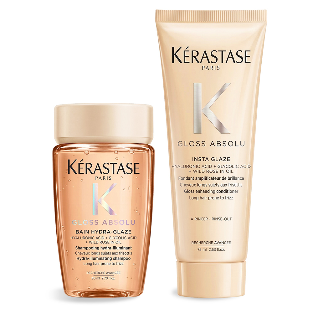 Kerastase 卡詩 釉光香頌髮乳(75ml)+釉光香頌玫瑰髮浴(80ml)-國際航空版