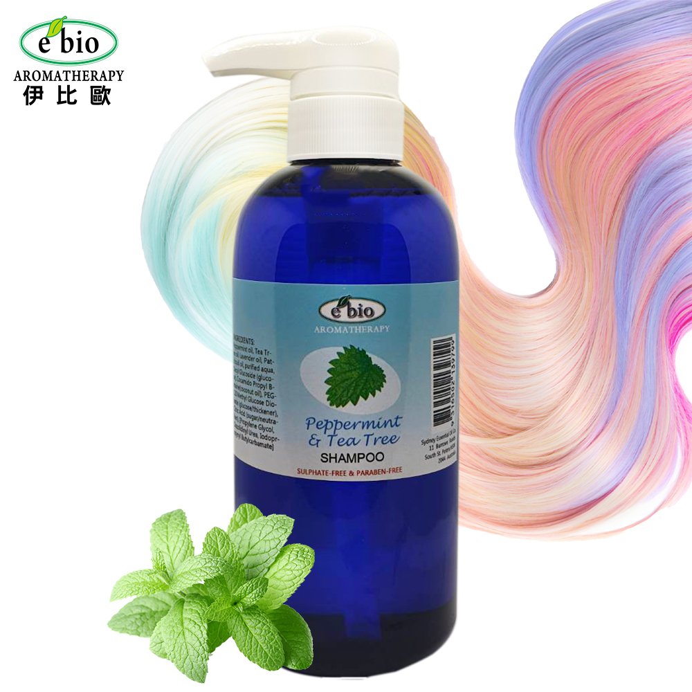 e'bio 伊比歐 薄荷&茶樹精油洗髮精500ml (較涼配方-油性頭皮屑適用)