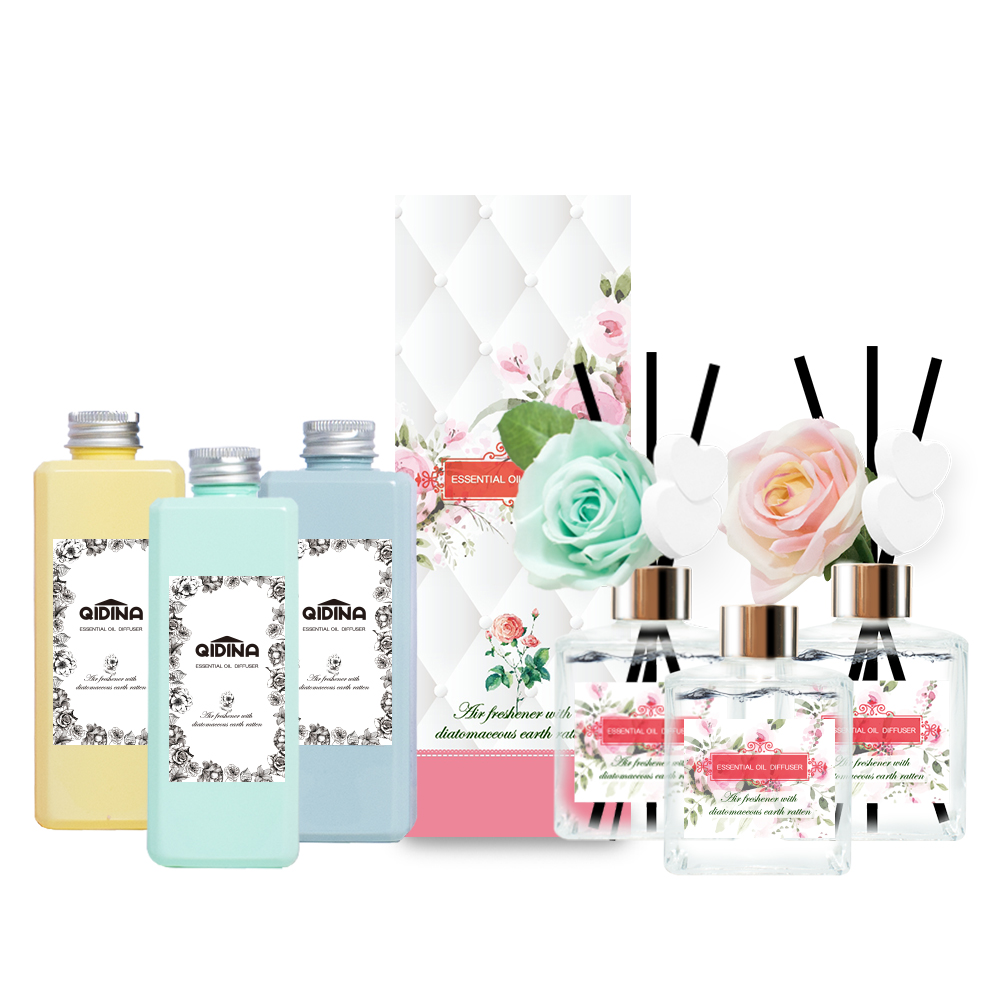 【MIT 藻土屋】玫瑰法國浪漫珪藻土擴香瓶200ml*3+擴香精油補充瓶250ml*3
