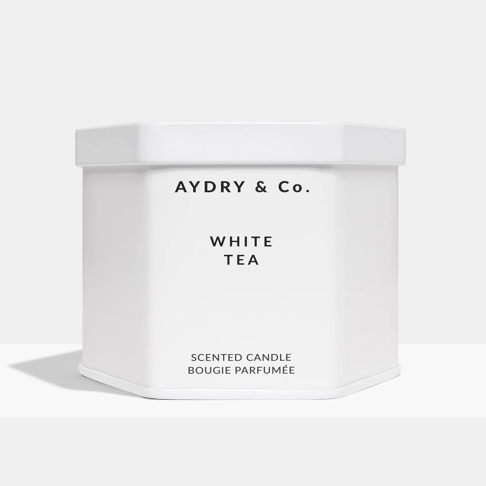 AYDRY & co. 美國 白茶 WHITE TEA 簡約白色六角錫罐 7.5oz / 212g 香氛蠟燭