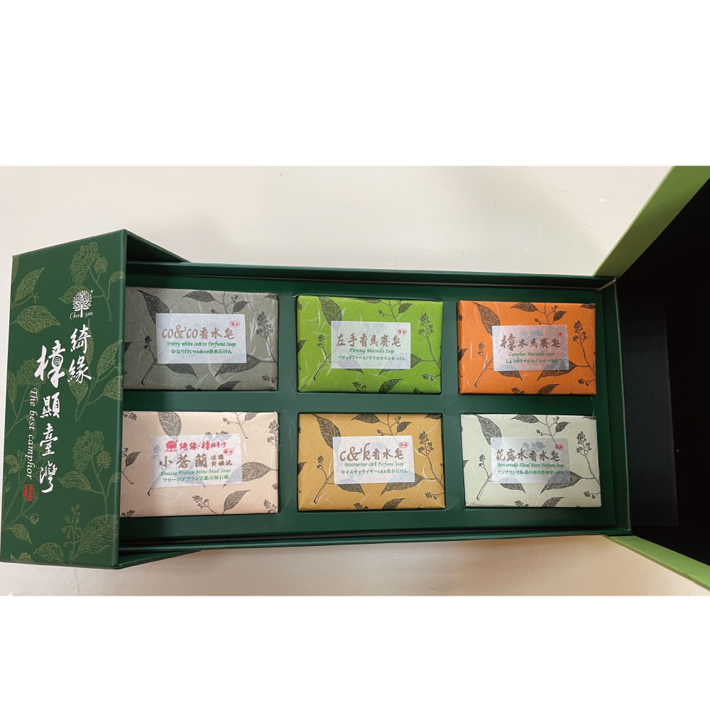 GreenLand 綺緣 【樟顯大臺灣】綜合精油皂110g*6入/香味隨機(香皂禮盒)