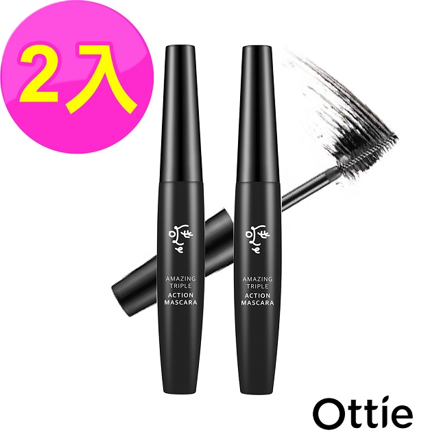 【OTTIE】纖長濃密捲翹3合1睫毛膏9gx2(防水防汗溫水可卸)