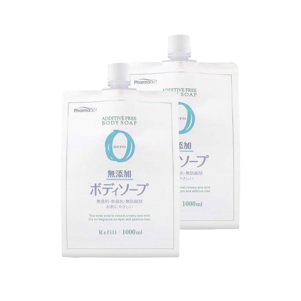生活良品 (2包超值組)日本KUMANO熊野油脂-zero無添加保濕沐浴露1000ml/補充包(植萃精油鎖水沐浴乳,草本潔膚凝膠)