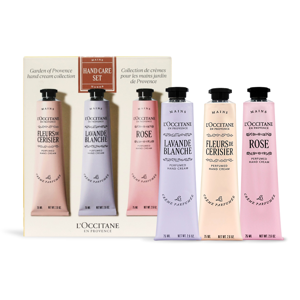 L'OCCITANE 歐舒丹 花園香氛護手霜三入組(75mlX3)[櫻花+薰衣草+玫瑰]-國際航空版