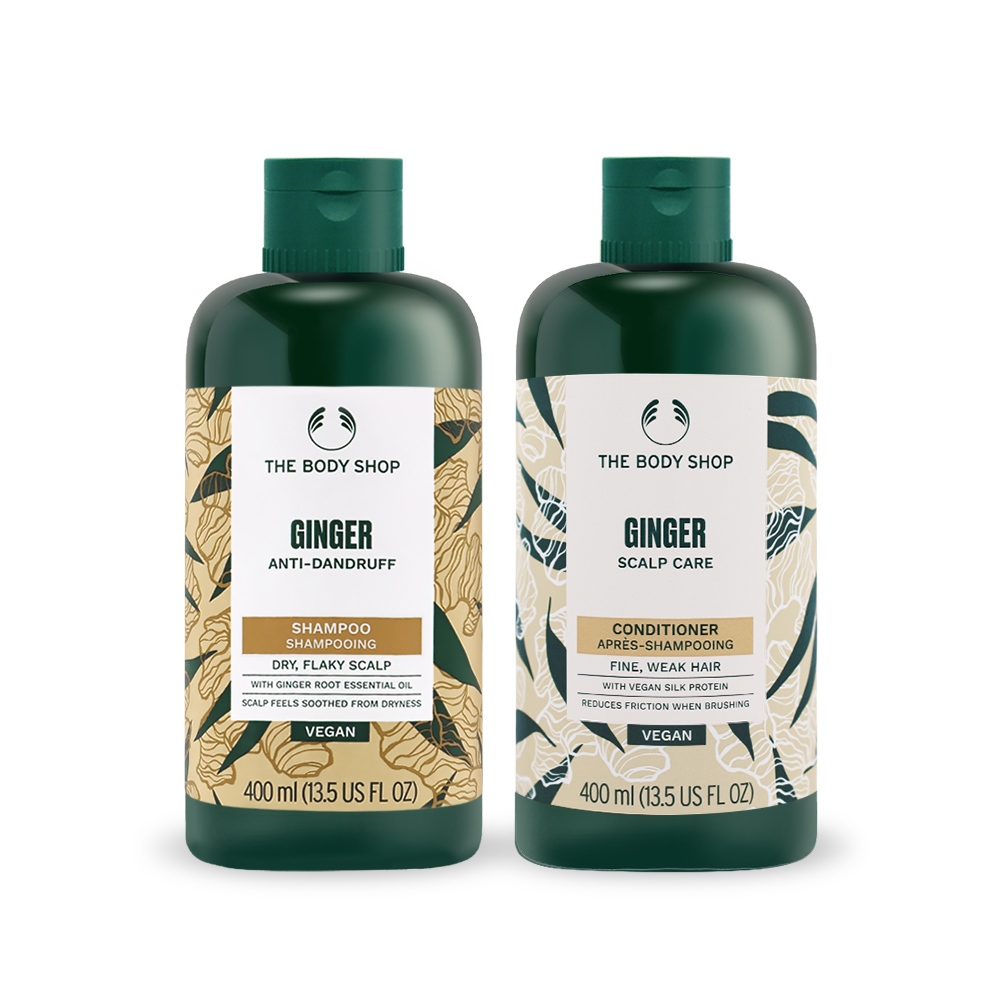 The Body Shop 美體小舖 薑根鏗活蓬鬆洗護組(400mlX2)[護髮乳+洗髮精]-國際航空版