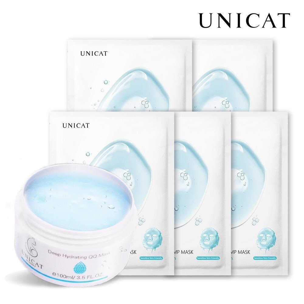 UNICAT 變臉貓 保濕修護 晚安凍膜 極潤保濕水漾果凍膜100ml+8小時保濕面膜5片