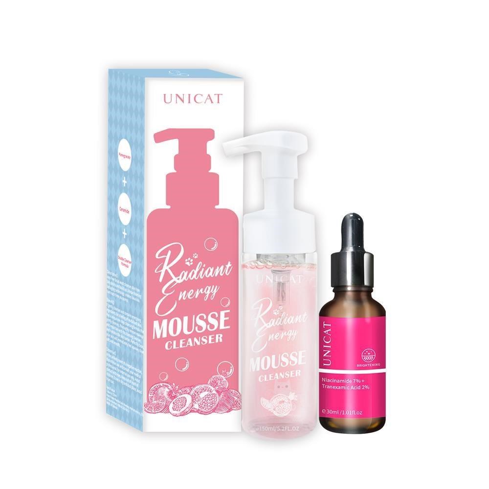 UNICAT 變臉貓 B3淡斑美白精華原液30ml+紅石榴舒緩卸洗合一泡泡慕斯150ml