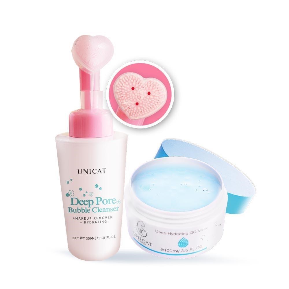 UNICAT 變臉貓 晚安凍膜 細緻舒緩深層保濕QQ膜100ml +淨化毛孔洗顏泡泡慕斯350ml
