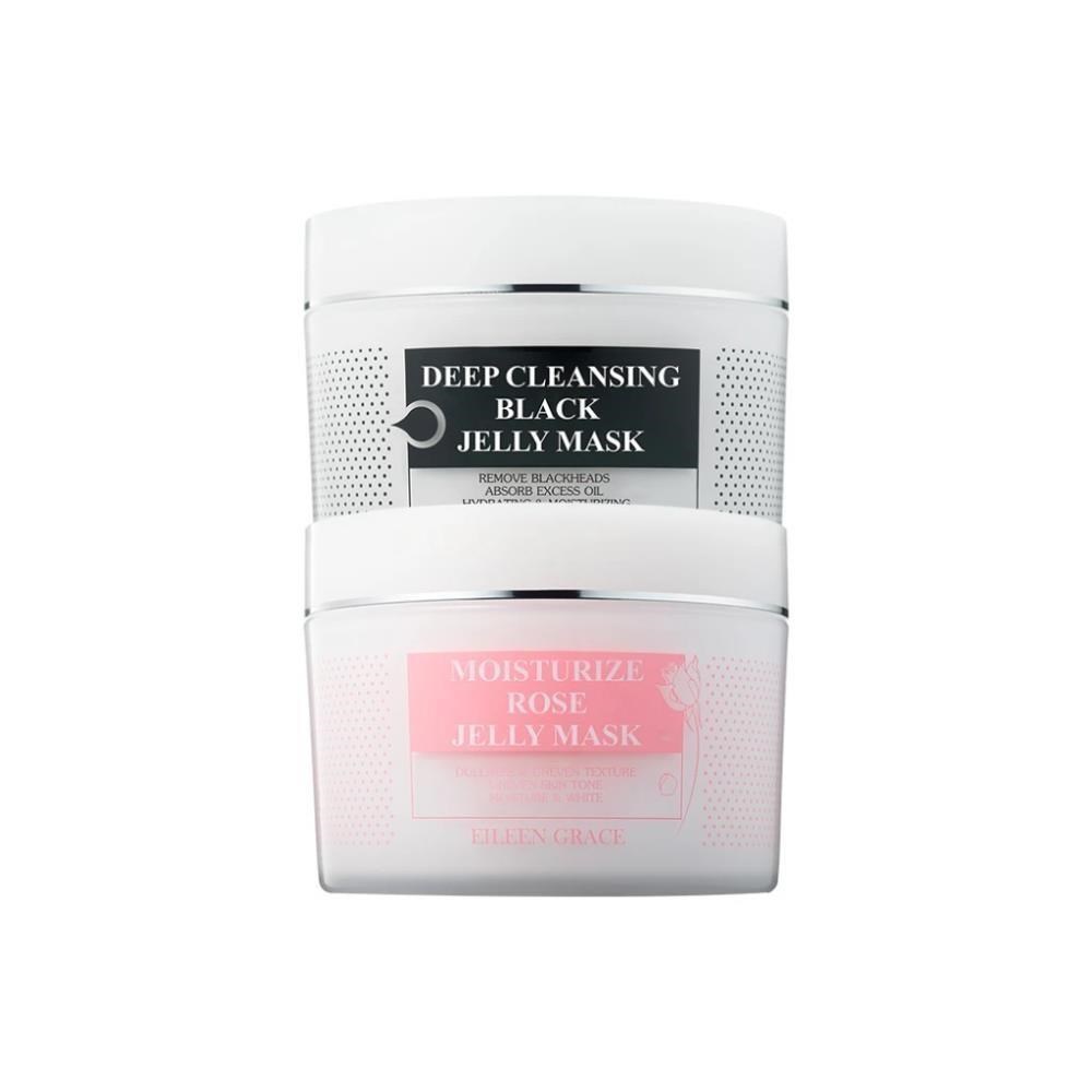 EILEEN GRACE 妍霓絲 極淨透碳深層喚白黑凍膜300ml*1+極肌潤玫瑰花保濕晶凍300ml*1