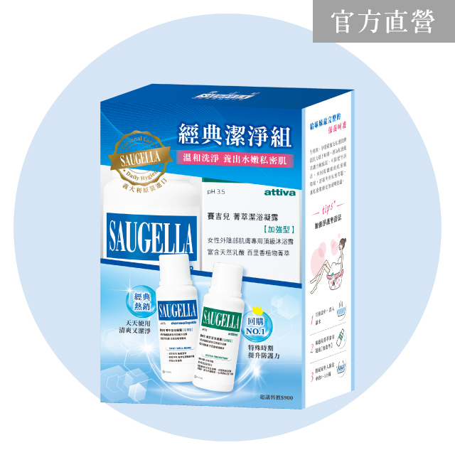 Saugella 賽吉兒 經典潔淨組【菁萃潔浴凝露(日用型)250ml菁萃潔浴凝露(加強型)250ml】私密處清潔保養