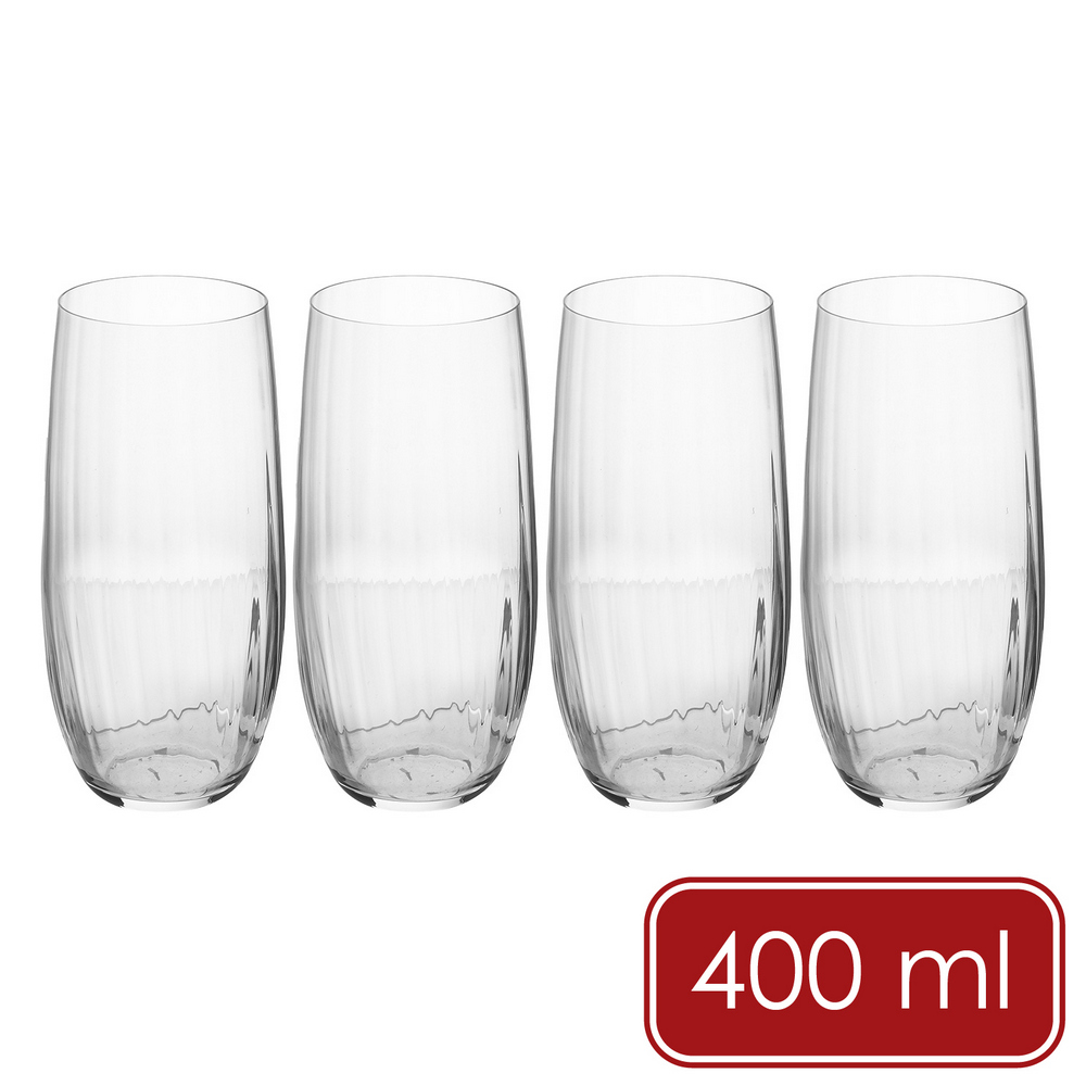 Mikasa Dinnerware 美國 Treviso水晶玻璃高球杯4入(斜紋400ml) / 調酒杯 雞尾酒杯 司令杯 可機洗 洗碗機可洗