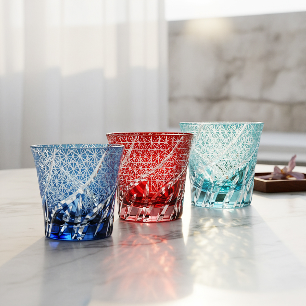 FREED 【BRAVOMART HOME】日式江戶切子 流光風紋手工切割威士忌杯