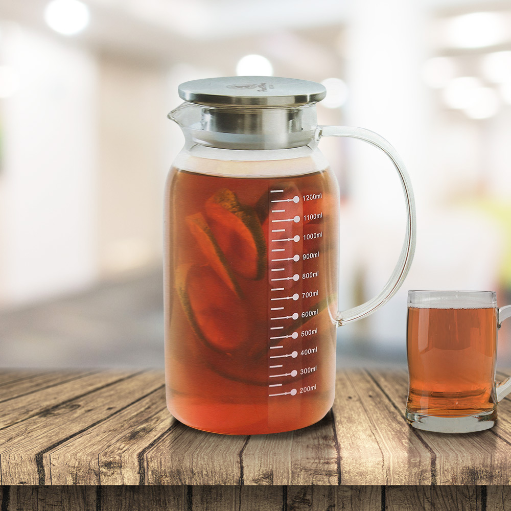 一品川流 寶馬牌圓型多功能雙用玻璃壺-1300ml-1入