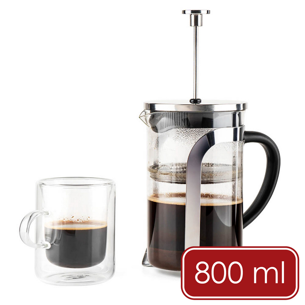 Luigi Ferrero 歐洲 Coffeina法式濾壓壺(黑銀800ml) / 泡茶器 咖啡壺 冷泡壺 法壓壺 奶泡杯