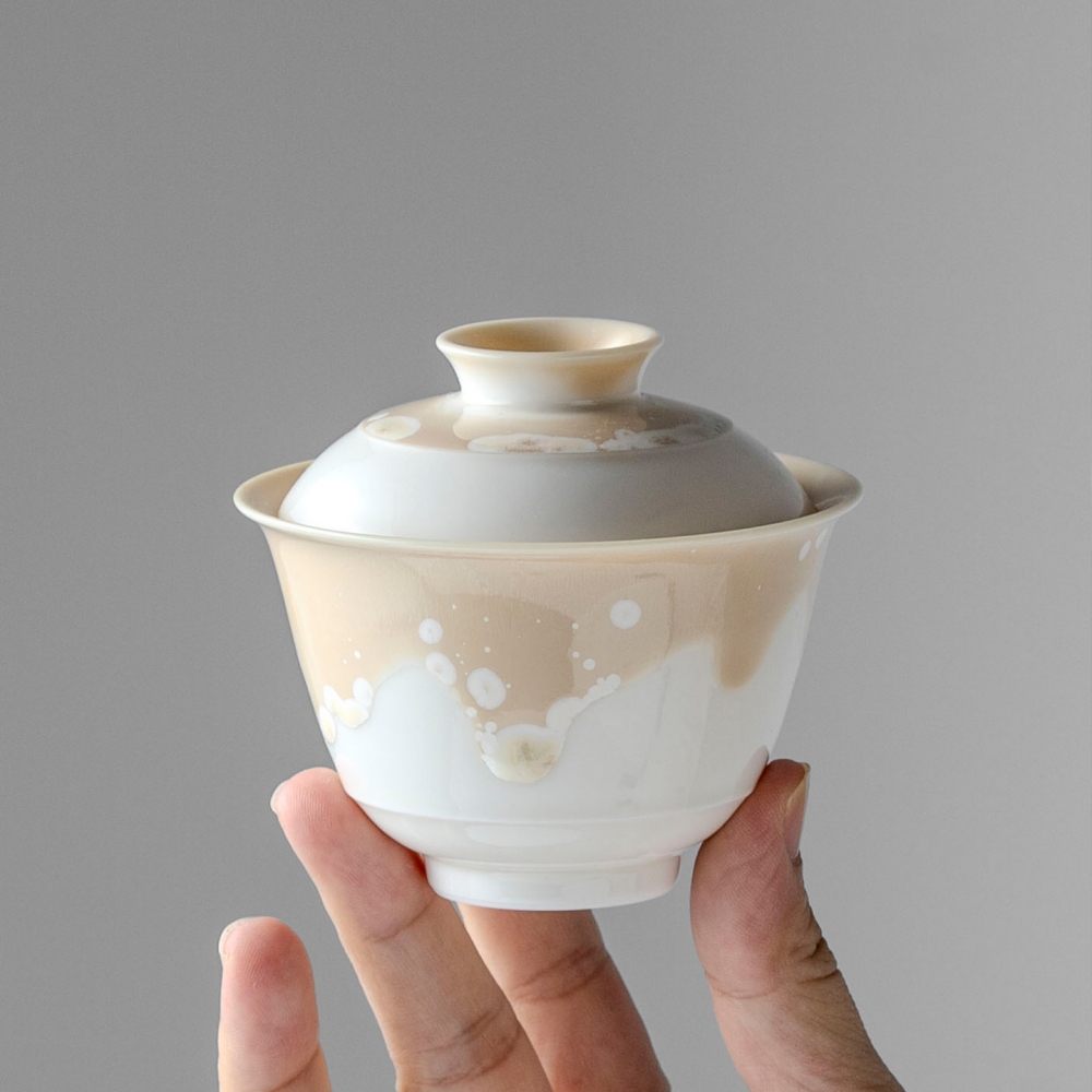 千山暮雪100ML陶瓷茶杯 窯變二才蓋碗 品茗杯 功夫茶具 旅行套裝茶具禮盒 主人杯