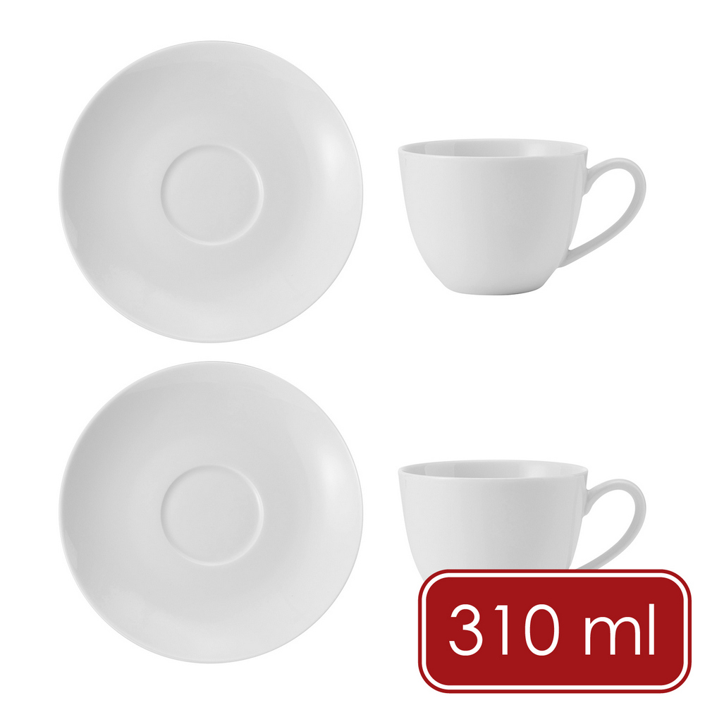 Mikasa Dinnerware 美國 Chalk白瓷杯碟組2入(白310ml) / 咖啡杯 下午茶杯 英式午茶 杯盤 茶杯 茶碟 可機洗 洗碗機可洗