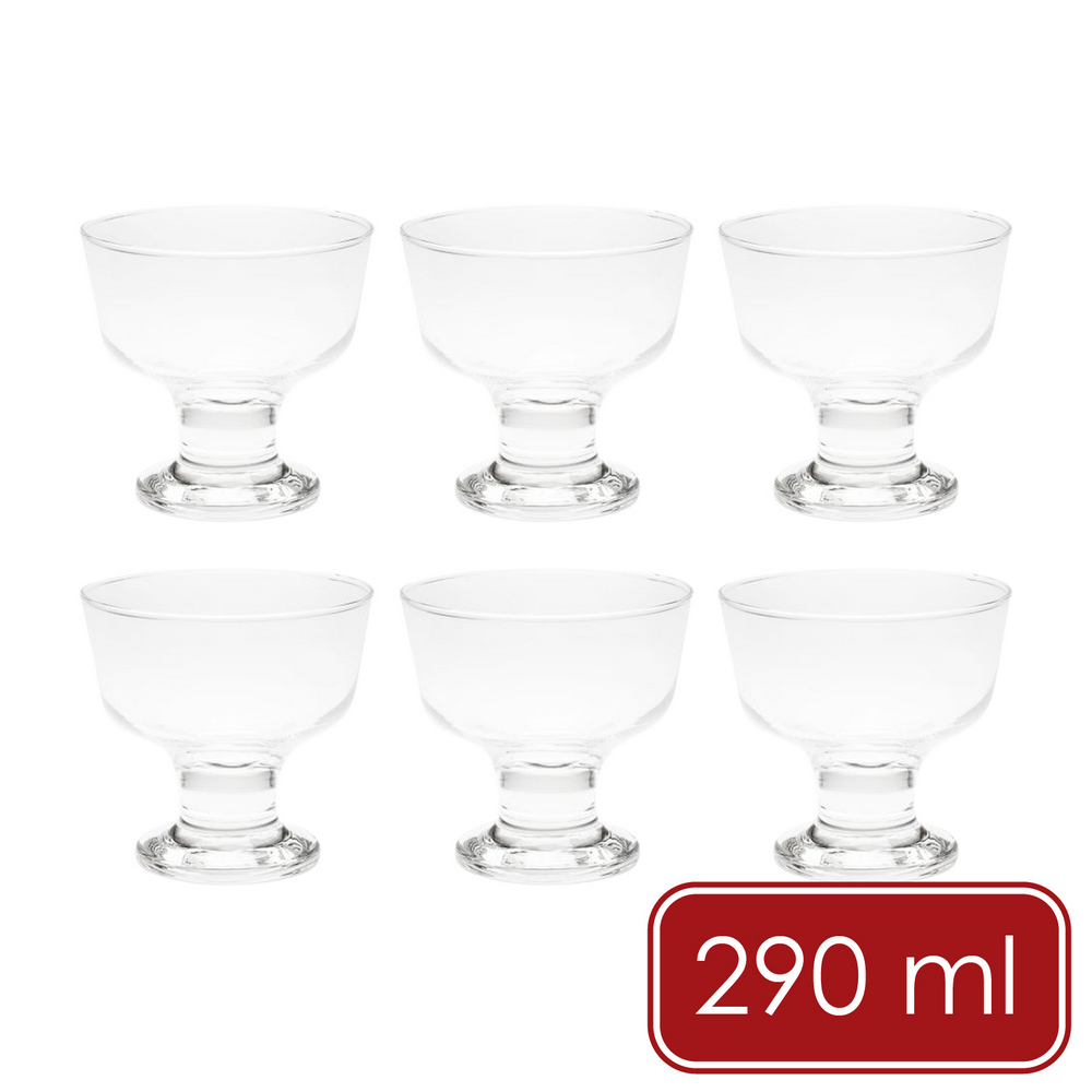 EXCELSA 義大利 Malibu高腳甜點玻璃杯6入(290ml) / 水杯 茶杯 咖啡杯 聖代杯 可機洗 洗碗機可洗