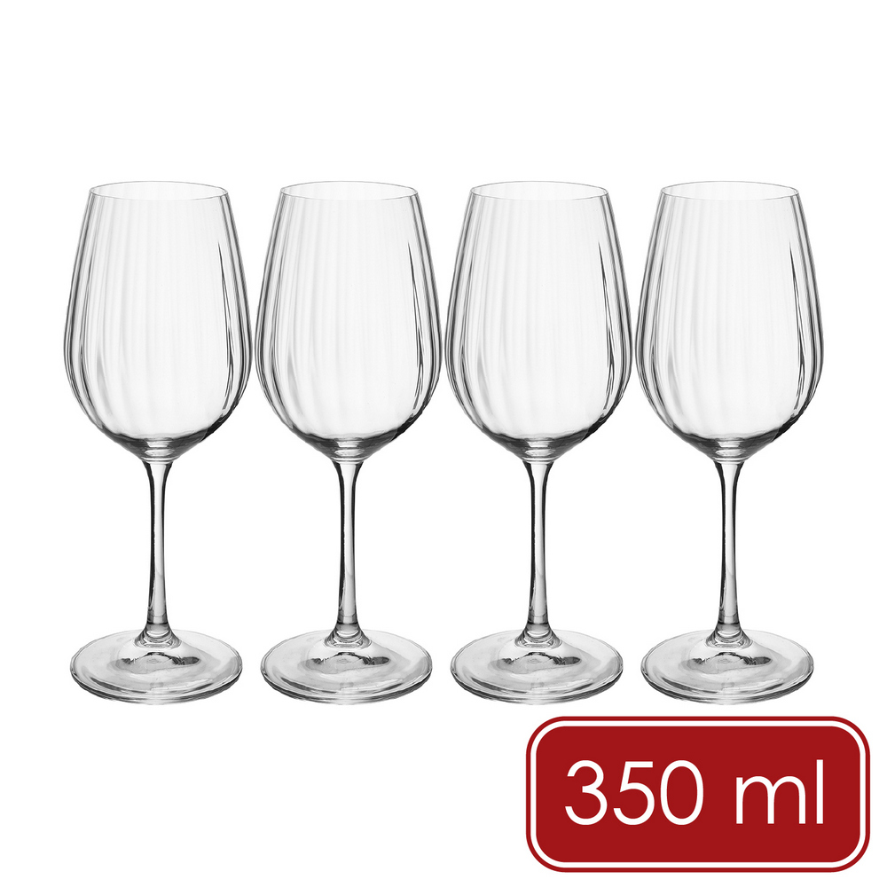 Mikasa Dinnerware 美國 Treviso水晶玻璃白酒杯4入(豎紋350ml) / 調酒杯 雞尾酒杯 紅酒杯 可機洗 洗碗機可洗