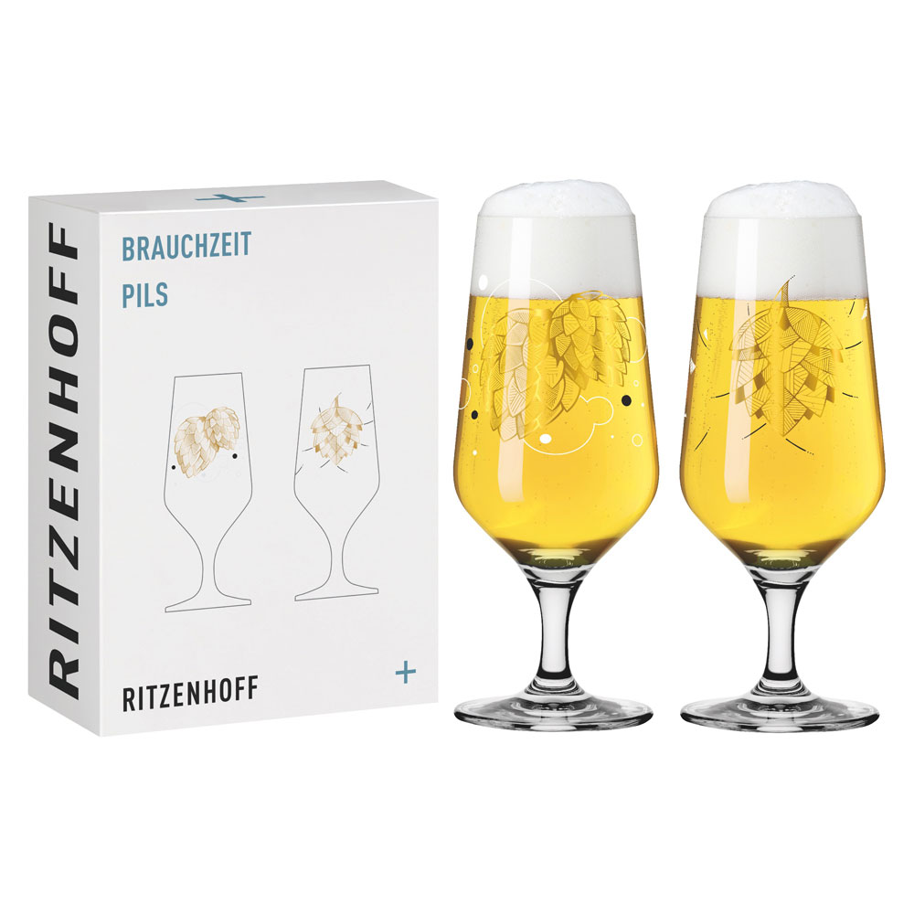 RITZENHOFF 【WUZ屋子】德國 RITZENHOFF+ BRACHZEIT 傳承時光系列皮爾森啤酒對杯-啤酒花錐 (1組2入)
