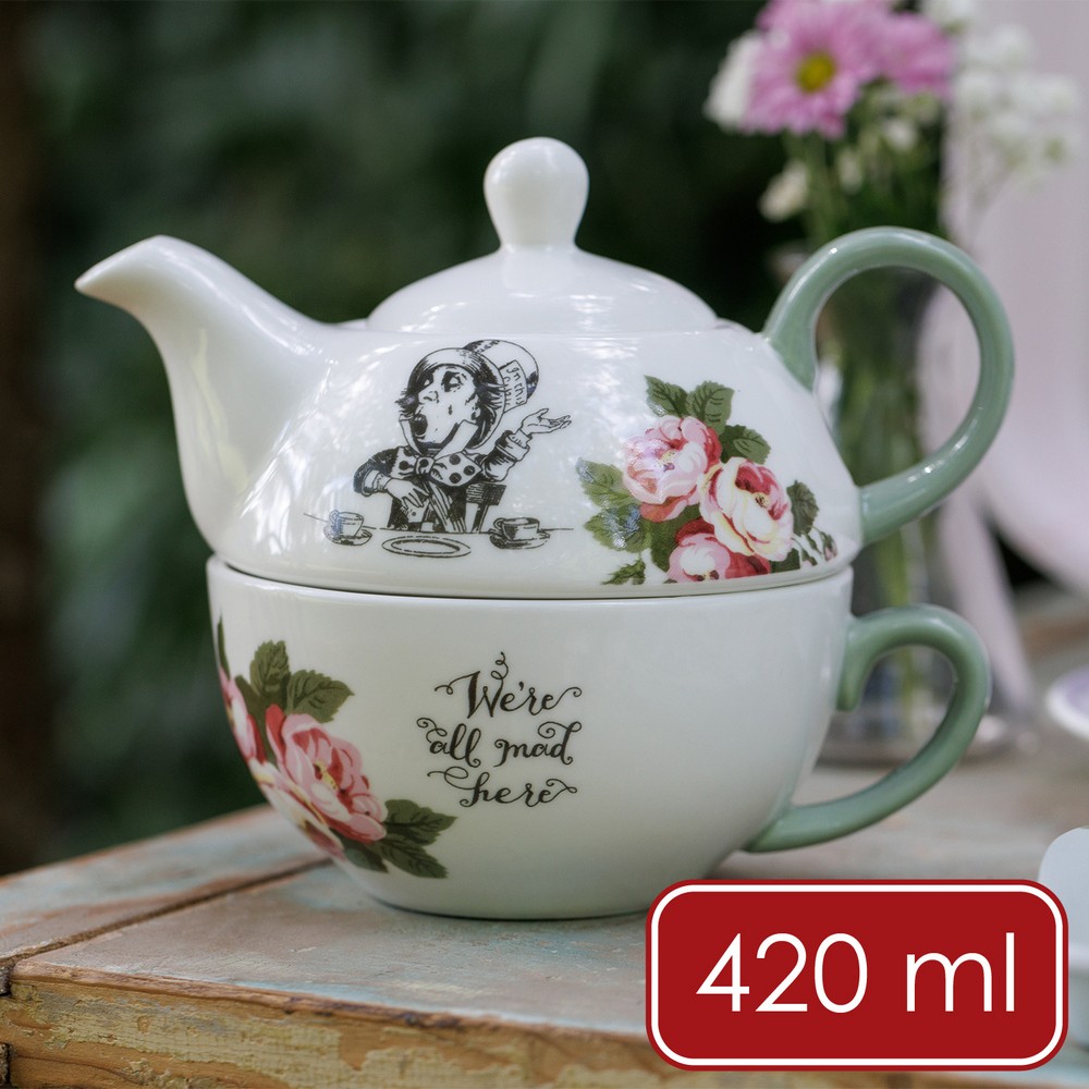 Mikasa Dinnerware 美國 V&A茶杯+瓷製茶壺(夢遊仙境420ml) / 茶杯茶壺組 茶器 品茗 泡茶壺 可機洗 洗碗機可洗