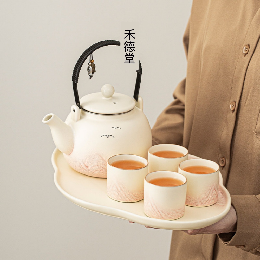 茶壺提梁壺陶瓷壺日式茶壺茶具家用溫茶壺泡茶器茶杯泡茶壺成套茶具茶具