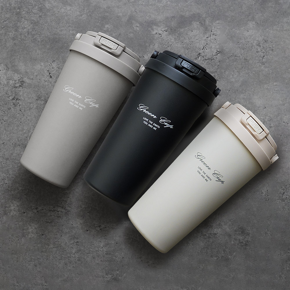 一品川流 GREEN CUP 芊杯304不鏽鋼陶瓷手提直吸飲兩用保溫杯-700ml-2支 (附吸管+贈送吸管清潔刷)