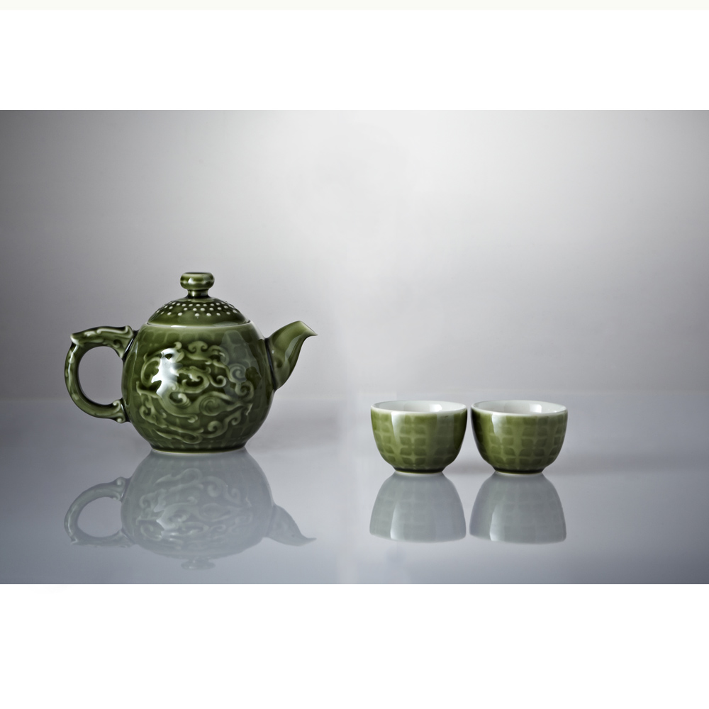 ACERA 乾唐軒 勢在必得茶具組 / 綠釉 / 一壺+二杯