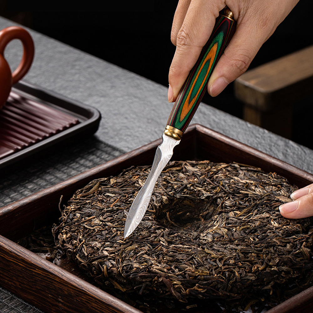 PUSH!品茗喝茶具大馬士革紋不銹鋼茶刀普洱茶刀解茶撬茶器茶具配件炫彩謎之眼茶刀T11-2 - PChome 24h購物
